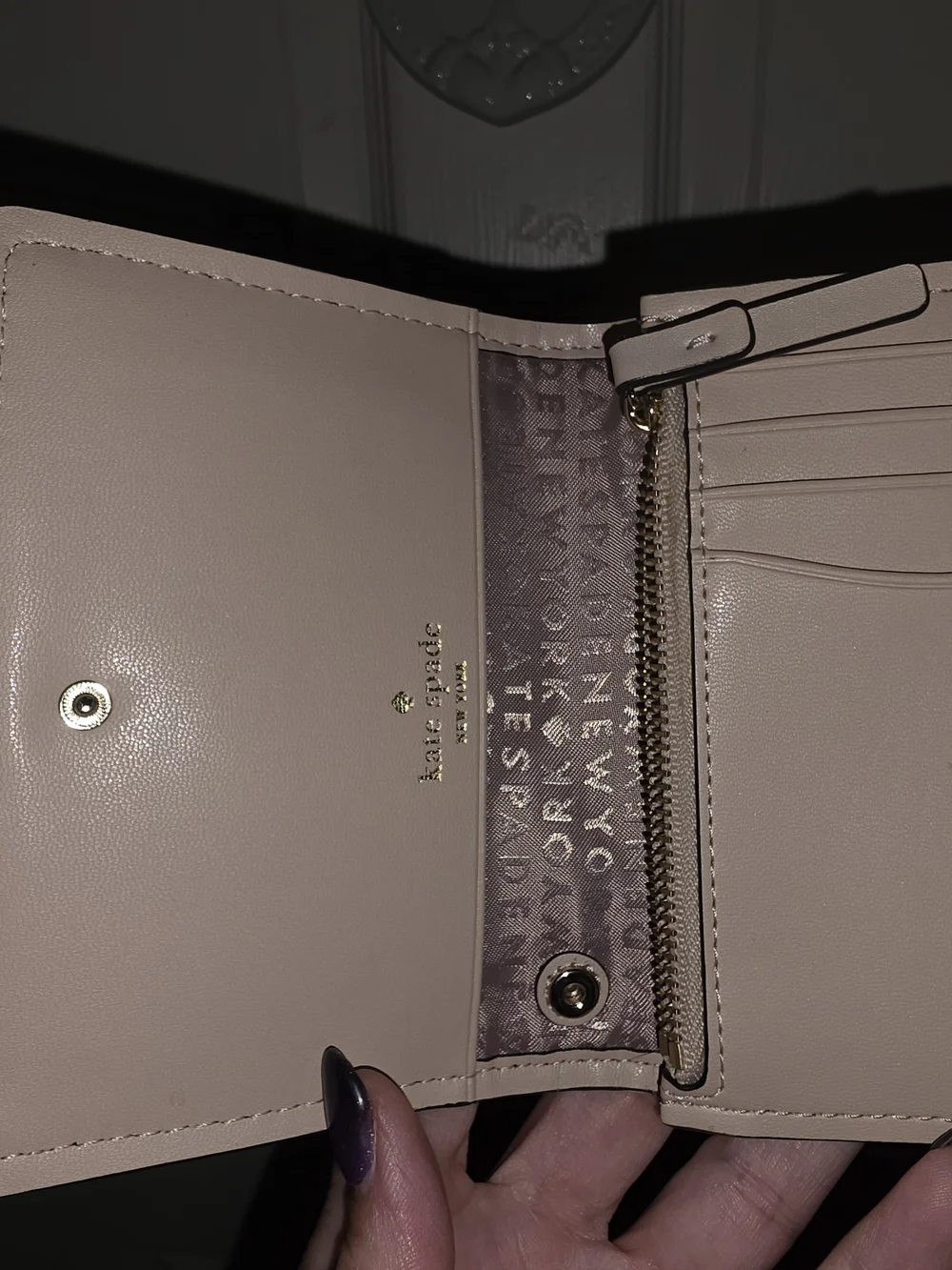kate spade Black Wallet with Pale Pink Trim